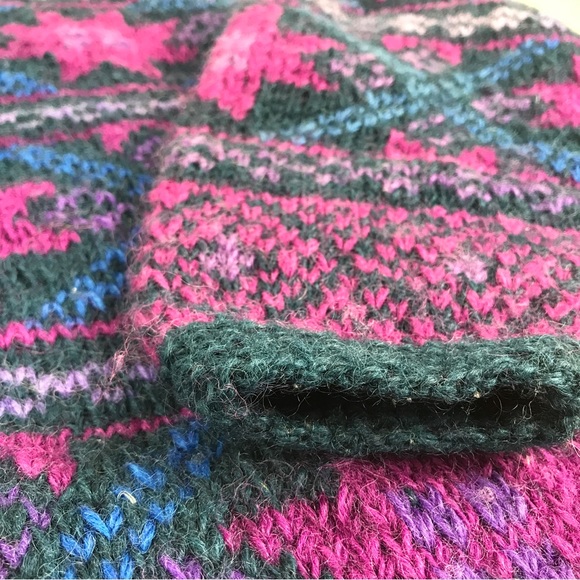 SOLD - Newari Wool Nepal Hand Knit Heavy Cardigan Sweater w/ Pockets size M - Picture 9 of 16